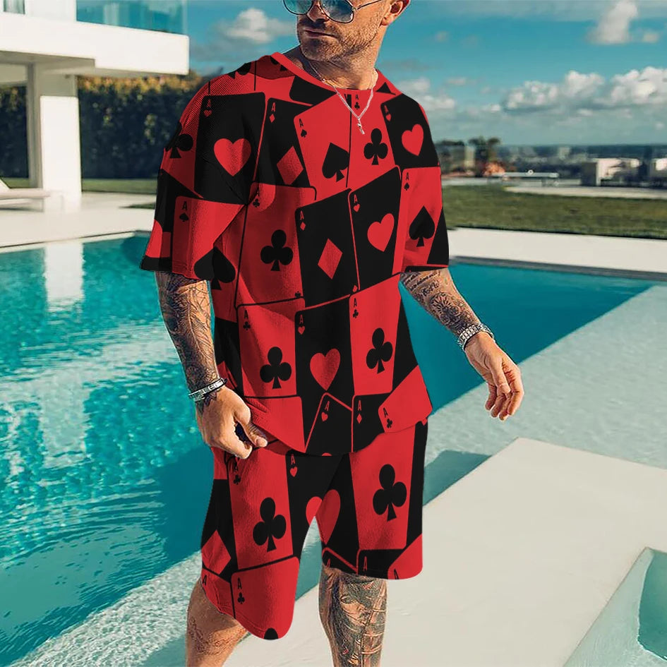 New Summer Men's Tracksuit Believe in Yourself T-shirt Shorts Set Sport Outfit Jogging Suit Oversized Clothes Outdoor Streetwear
