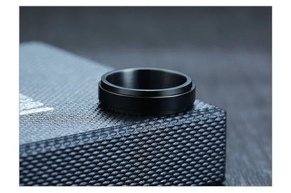 Vnox 8mm Rotatable Basic Ring for Men Black Stainless Steel Casual Male Anel Stylish Punk Spinner Alliance Jewelry