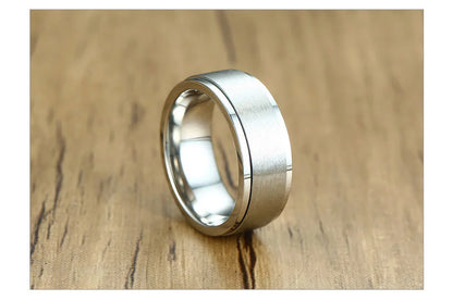 Vnox 8mm Rotatable Basic Ring for Men Black Stainless Steel Casual Male Anel Stylish Punk Spinner Alliance Jewelry