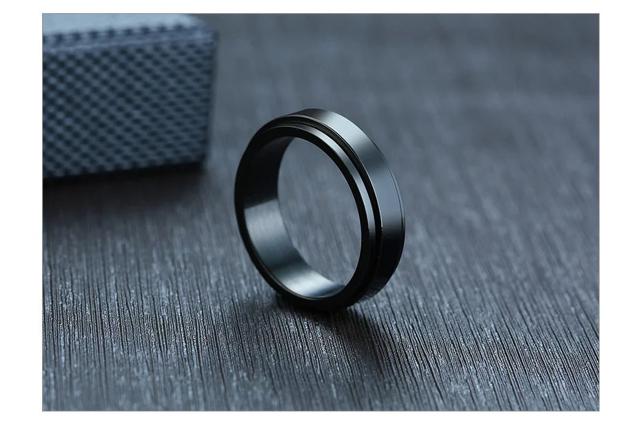 Vnox 8mm Rotatable Basic Ring for Men Black Stainless Steel Casual Male Anel Stylish Punk Spinner Alliance Jewelry