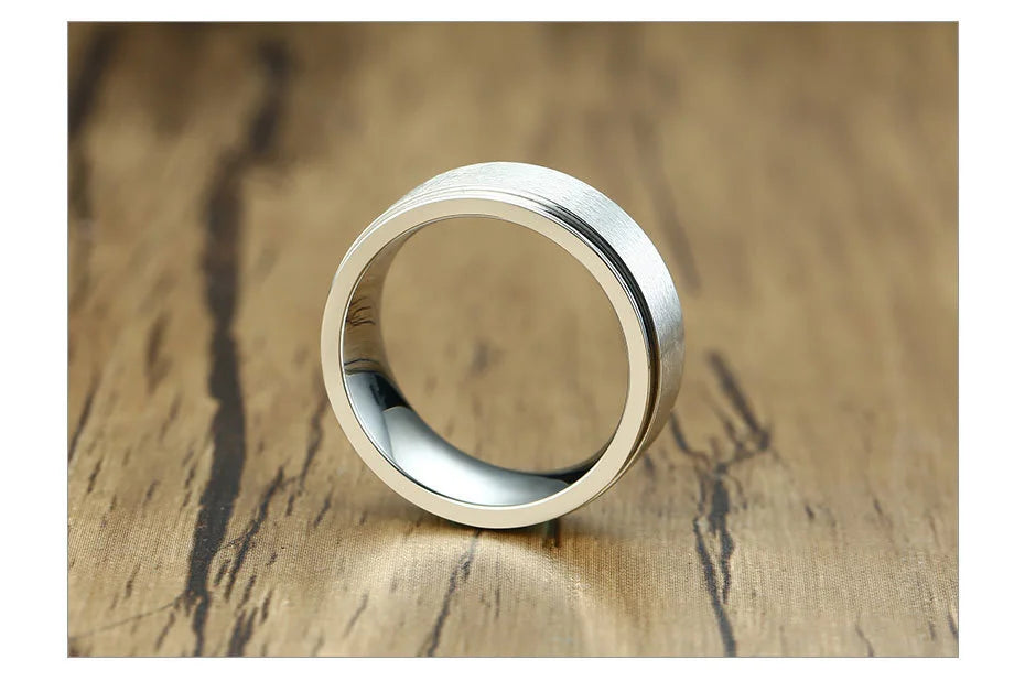 Vnox 8mm Rotatable Basic Ring for Men Black Stainless Steel Casual Male Anel Stylish Punk Spinner Alliance Jewelry