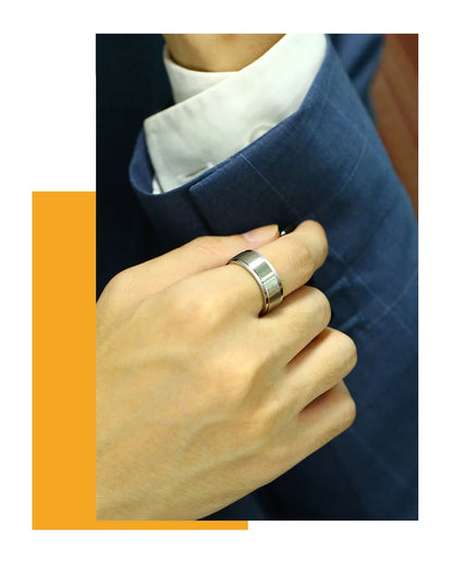 Vnox 8mm Rotatable Basic Ring for Men Black Stainless Steel Casual Male Anel Stylish Punk Spinner Alliance Jewelry