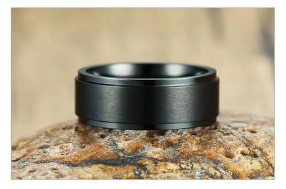 Vnox 8mm Rotatable Basic Ring for Men Black Stainless Steel Casual Male Anel Stylish Punk Spinner Alliance Jewelry