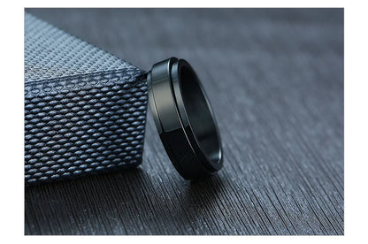 Vnox 8mm Rotatable Basic Ring for Men Black Stainless Steel Casual Male Anel Stylish Punk Spinner Alliance Jewelry