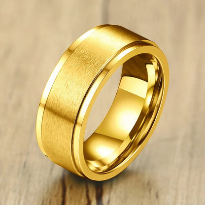 Vnox 8mm Rotatable Basic Ring for Men Black Stainless Steel Casual Male Anel Stylish Punk Spinner Alliance Jewelry