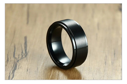 Vnox 8mm Rotatable Basic Ring for Men Black Stainless Steel Casual Male Anel Stylish Punk Spinner Alliance Jewelry