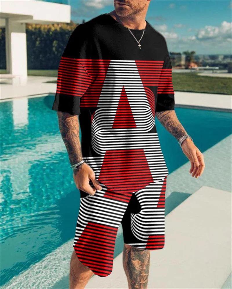 New Summer Men's Tracksuit Believe in Yourself T-shirt Shorts Set Sport Outfit Jogging Suit Oversized Clothes Outdoor Streetwear