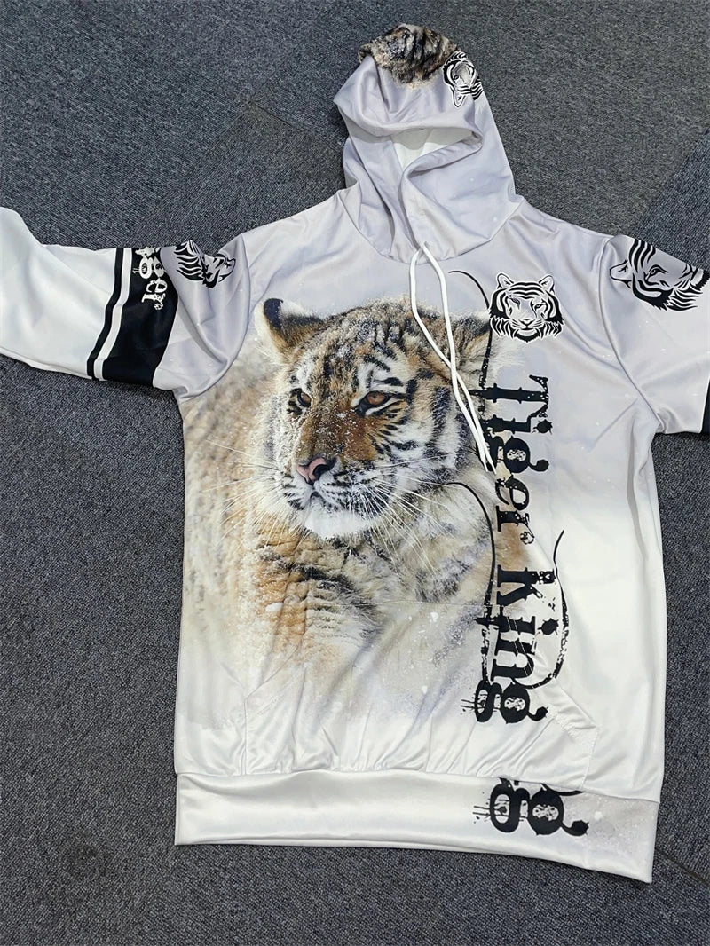 New Animal 3D Tiger Printed Hoodie + Pants Suit Cool Men/Women 2 Pcs Sportwear Tracksuit Set Autumn And Winter Men's Clothing