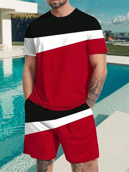 2024 New Men's Casual Short-Sleeved Shorts 2-Piece Urban Street Fashion T-Shirt Shorts Suit Men's Seagull Logo Printed Tracksuit