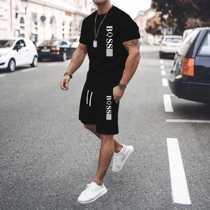 New Summer 2025 Men's set Explosive Super Hot Casual Fashion Sportswear 3d Digital Printed Men's Short-sleeved T-shirt Suit