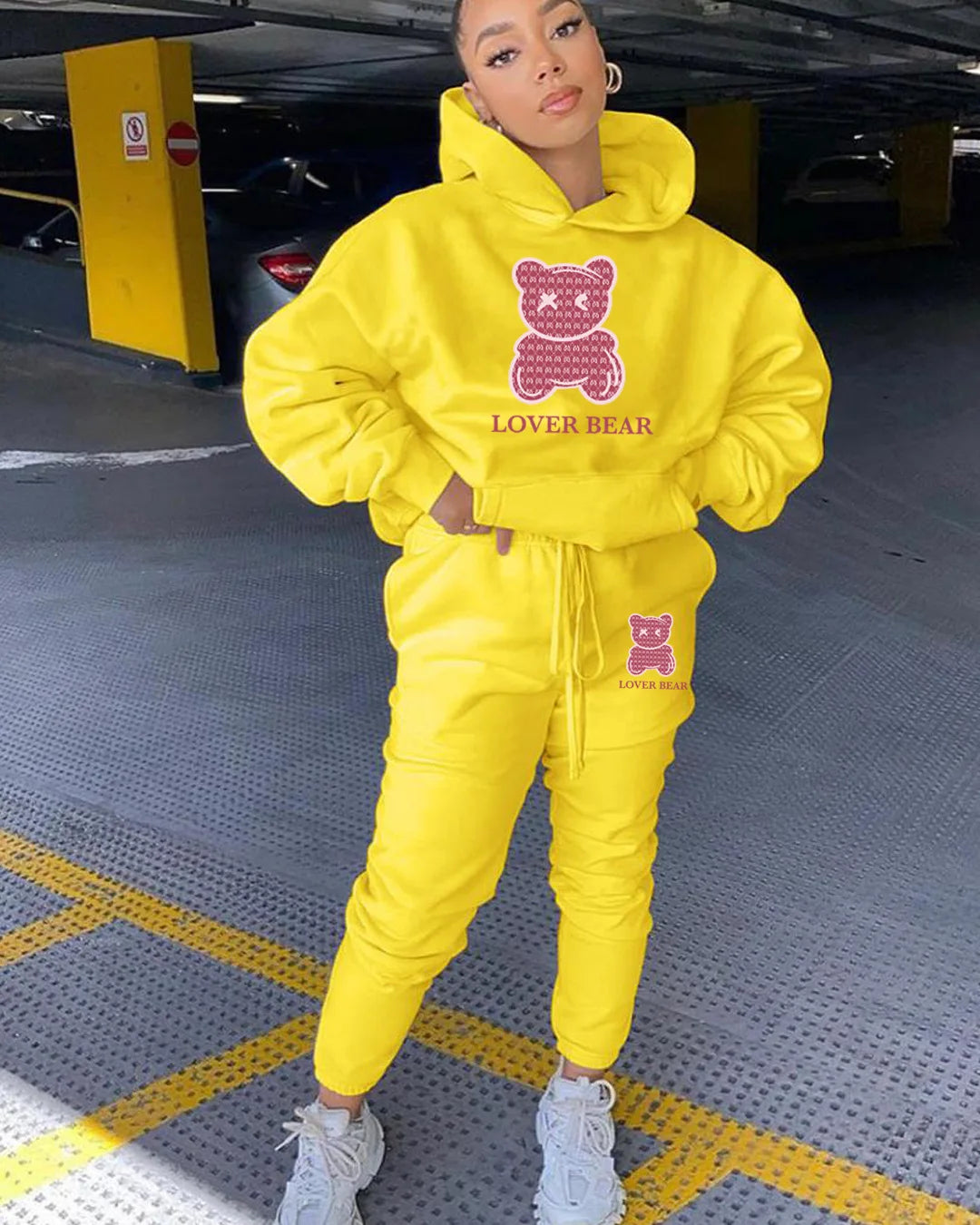 Autumn Fashion Letter Print Hoodie Sets Butterfly Letter Print Kangaroo Pocket Pants Sets Daily Casual Two Piece Tracksuit