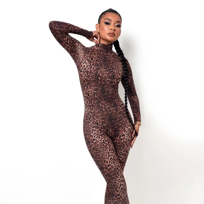 BWQ Casual Women Long Sleeve Turtleneck Long Sleeve Skinny Stretchy Jumpsuit 2024 Autumn Winter One Piece Suit INS Playsuit