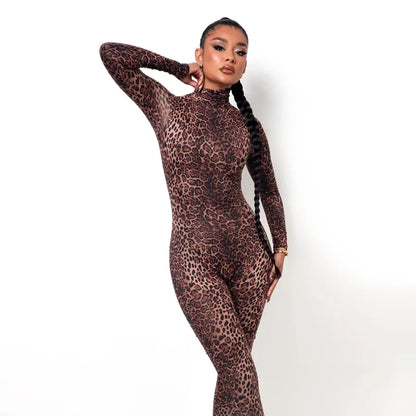BWQ Casual Women Long Sleeve Turtleneck Long Sleeve Skinny Stretchy Jumpsuit 2024 Autumn Winter One Piece Suit INS Playsuit