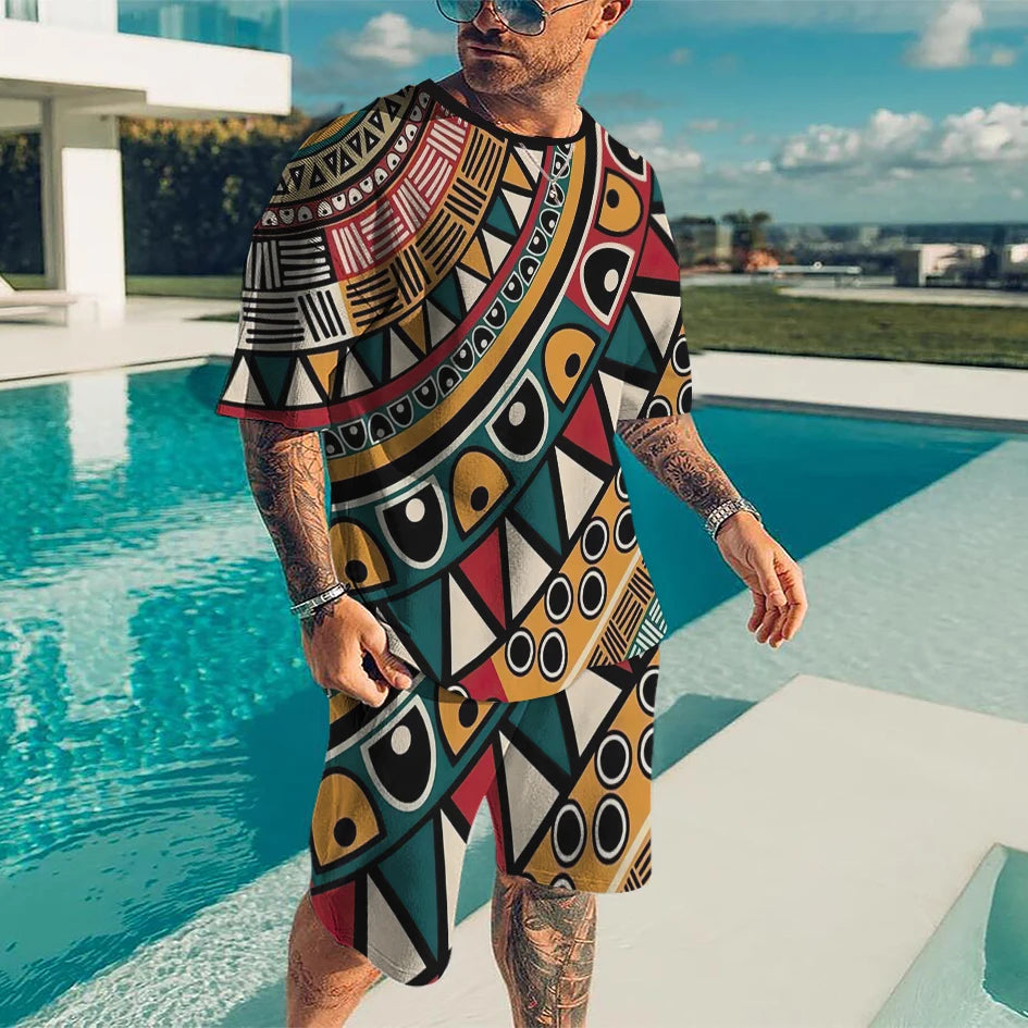 New Summer Men's Tracksuit Believe in Yourself T-shirt Shorts Set Sport Outfit Jogging Suit Oversized Clothes Outdoor Streetwear