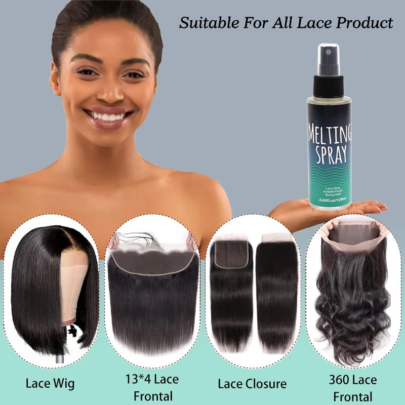 Lace Melting Spray For Lace Wigs Lace Wig Glue Waterproof Glue Spray Invisible Lace Glue Spray For Wigs Melt 120Ml/Bottle
