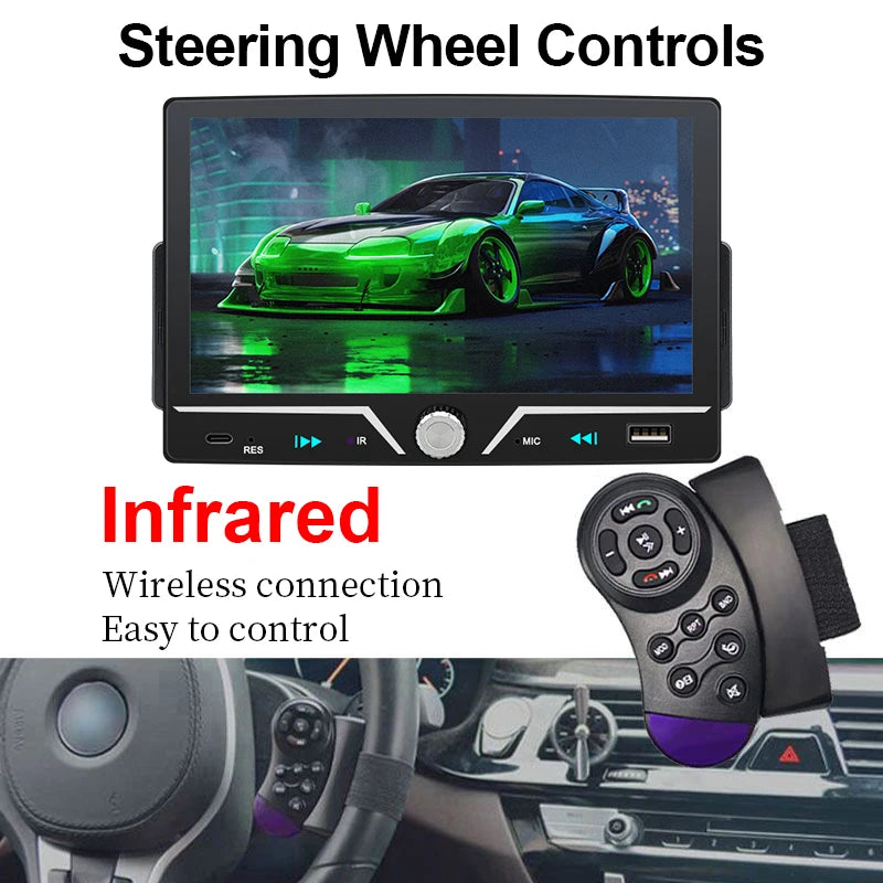 Hippcron 7" 1 Din Car Radio Stereo Wireless Carplay Android Auto HD IPS Touch Screen FM Receiver Support USB Type-C Charge