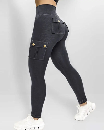 Women's Denim Pants 2024 Summer New Fashion Solid Color Buttoned Pocket Zipper Design High Waist Casual Daily Skinny Jeans