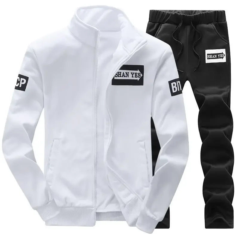 Spring Autumn Casual Suit Men Trendy Sweatshirt Student Sports Clothes Jacket Set Youthful Fashion For Boys