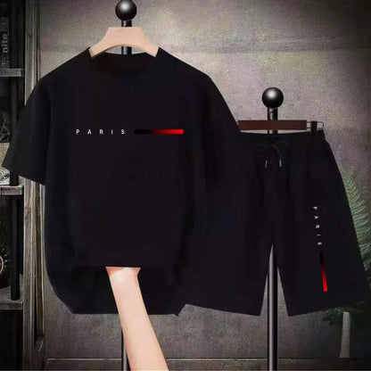 2024 Summer Fashion Men Sets Solid Streetwear O-neck Short Sleeve T Shirt & Drawstring Shorts 2PCS Loose Casual Men Suits S-4XL