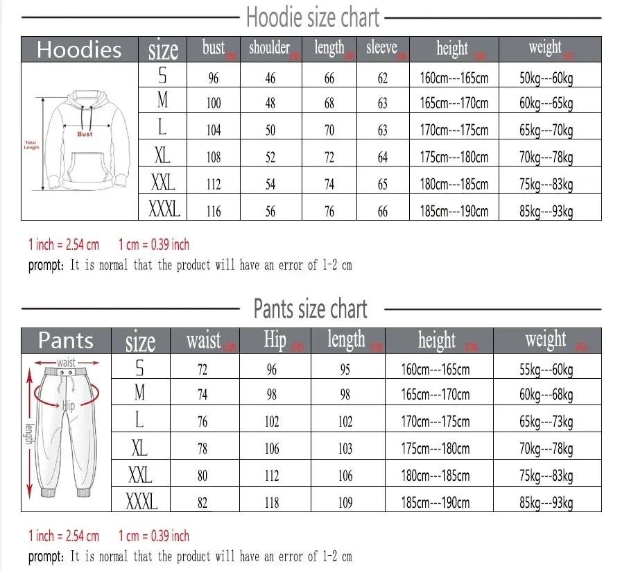 Men'S Spring And Autumn Printed Pullover Hoodie   Trousers Two-Piece Outdoor Street Leisure Fashion Fitness Sportswear Suit