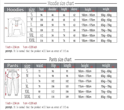 Men'S Spring And Autumn Printed Pullover Hoodie   Trousers Two-Piece Outdoor Street Leisure Fashion Fitness Sportswear Suit
