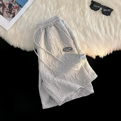 Men's Summer Loose-fit Walf Checks Short Sleeve T-shirt Casual Trendy Five-point Sports Leisure Pants Suit