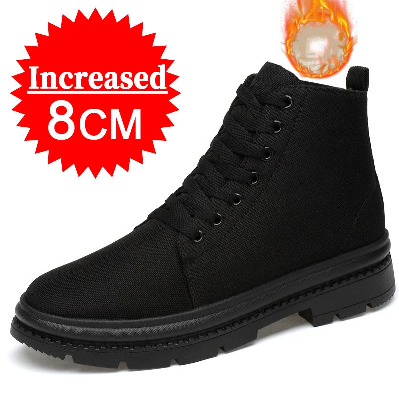 Men Boots Elevator Shoes Hidden Heels Canvas Heightening Shoes For Man Hidden Heels Increase Insole 10CM 8CM Sports Height Shoes