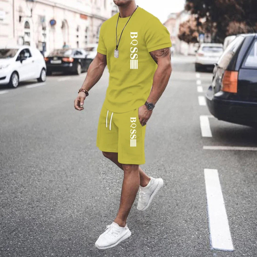 New Summer 2025 Men's set Explosive Super Hot Casual Fashion Sportswear 3d Digital Printed Men's Short-sleeved T-shirt Suit