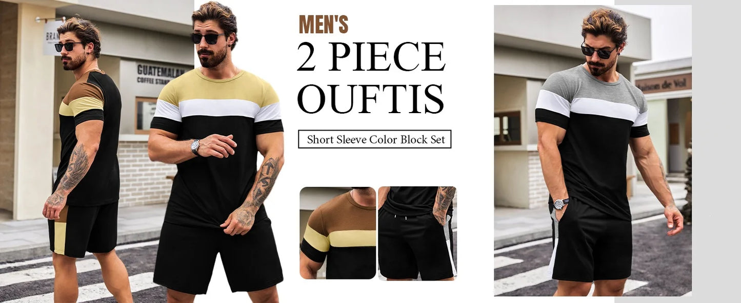 2024 New Men's Casual Short-Sleeved Shorts 2-Piece Urban Street Fashion T-Shirt Shorts Suit Men's Seagull Logo Printed Tracksuit