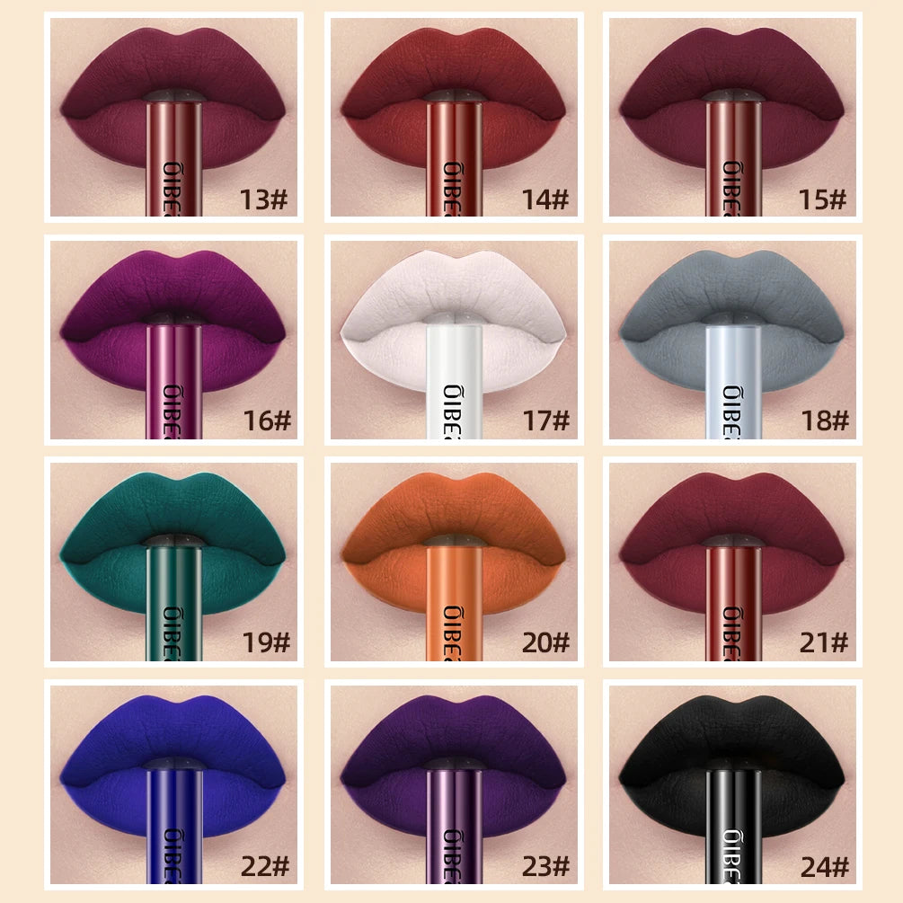 QIBEST Matte Liquid Lipstick Waterproof Long Lasting Lip Gloss Velvet Mate Nude Red Tint Tube Lipsticks Lipgloss Makeup Cosmetic