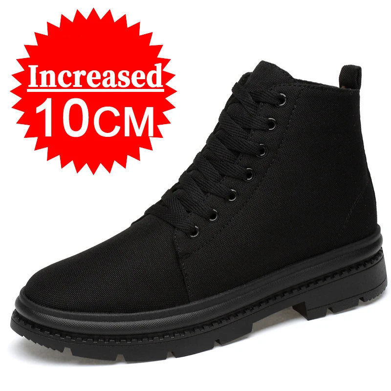 Men Boots Elevator Shoes Hidden Heels Canvas Heightening Shoes For Man Hidden Heels Increase Insole 10CM 8CM Sports Height Shoes