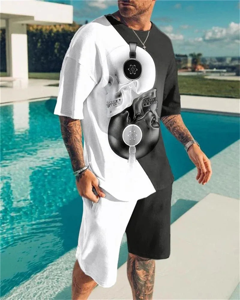 New Summer Men's Tracksuit Believe in Yourself T-shirt Shorts Set Sport Outfit Jogging Suit Oversized Clothes Outdoor Streetwear