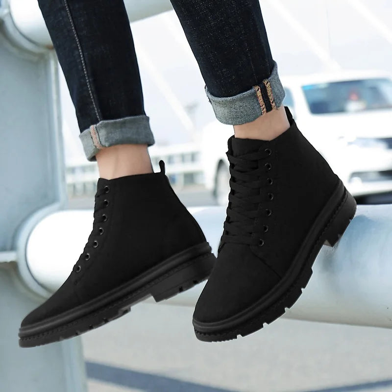 Men Boots Elevator Shoes Hidden Heels Canvas Heightening Shoes For Man Hidden Heels Increase Insole 10CM 8CM Sports Height Shoes