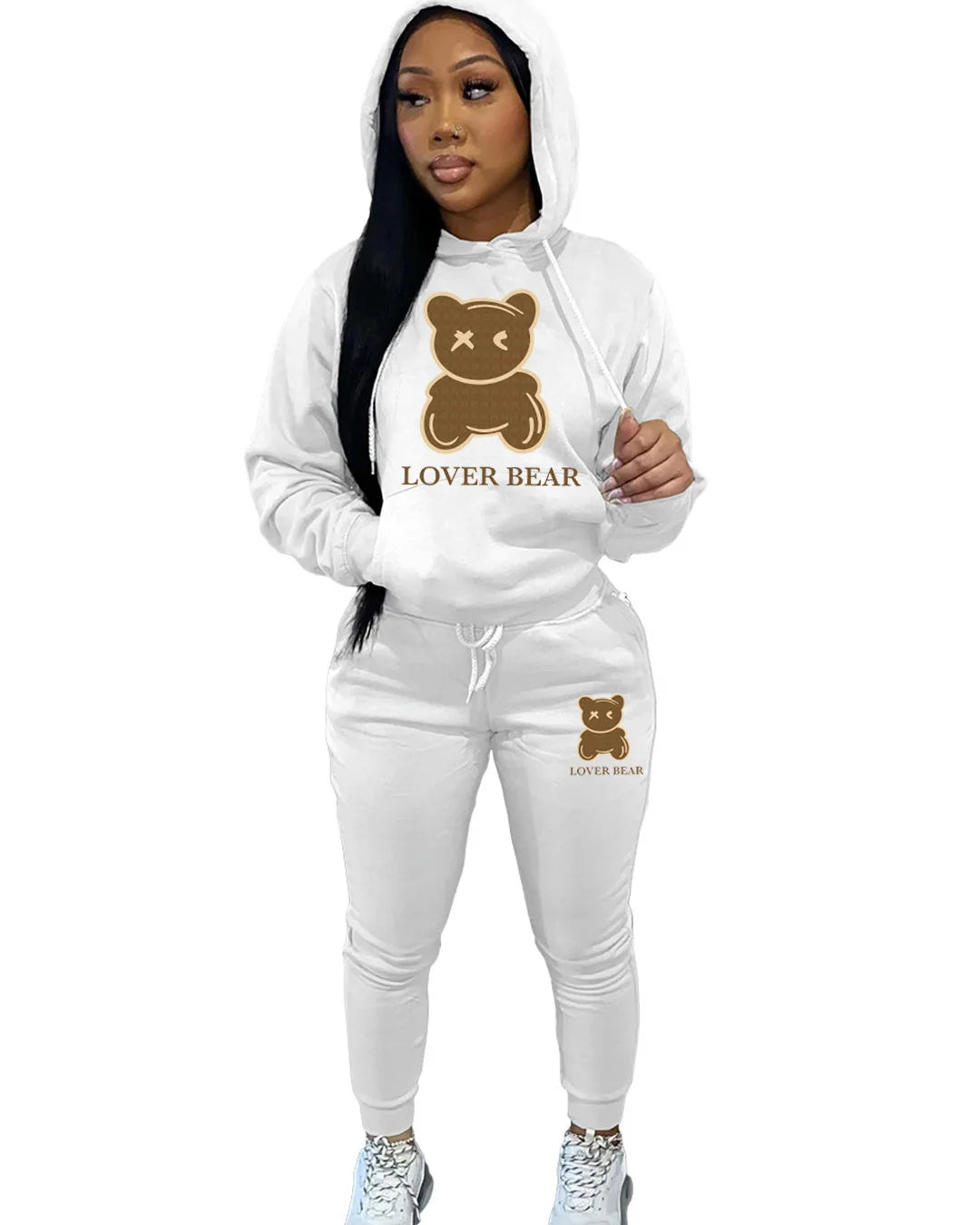 Autumn Fashion Letter Print Hoodie Sets Butterfly Letter Print Kangaroo Pocket Pants Sets Daily Casual Two Piece Tracksuit