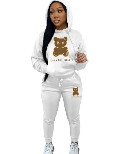 Autumn Fashion Letter Print Hoodie Sets Butterfly Letter Print Kangaroo Pocket Pants Sets Daily Casual Two Piece Tracksuit