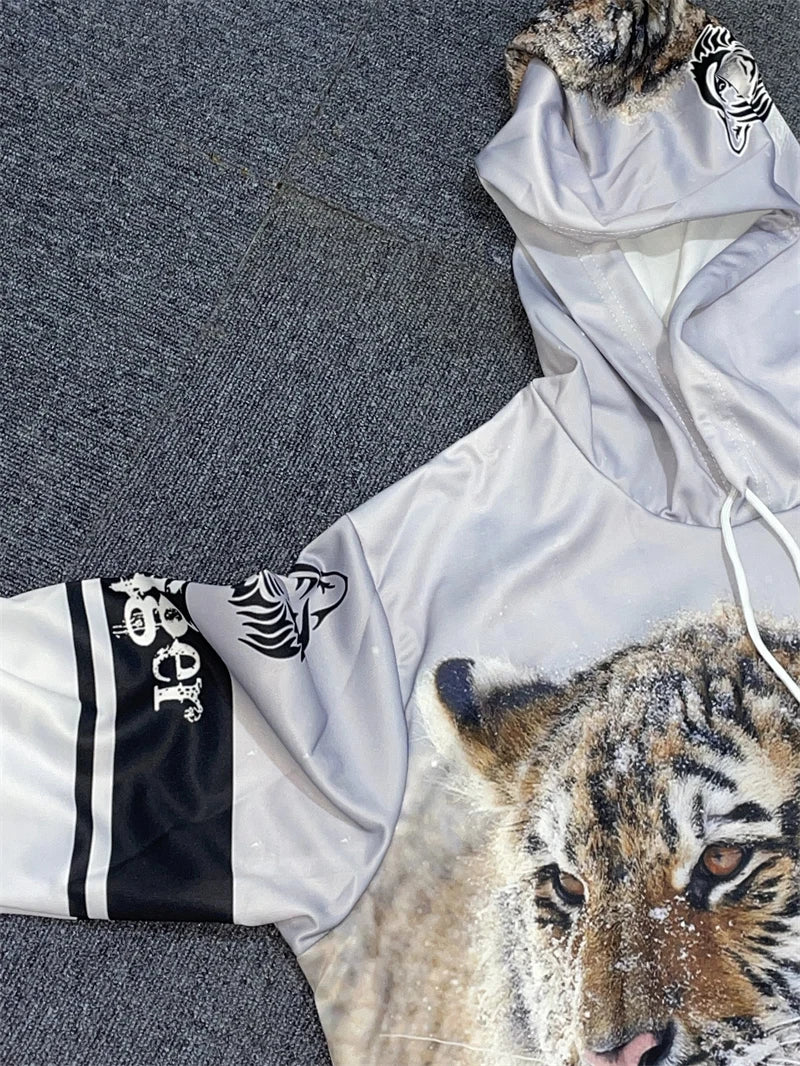 New Animal 3D Tiger Printed Hoodie + Pants Suit Cool Men/Women 2 Pcs Sportwear Tracksuit Set Autumn And Winter Men's Clothing