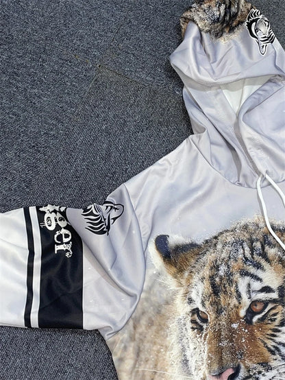 New Animal 3D Tiger Printed Hoodie + Pants Suit Cool Men/Women 2 Pcs Sportwear Tracksuit Set Autumn And Winter Men's Clothing