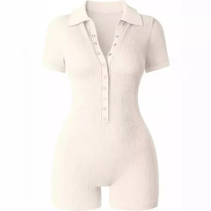 Women's Yoga Jumpsuit Ribbed V-Neck Stretch Waist Sports Jumpsuit Solid Color Sheath Bodycon Playsuits Rompers High Waist