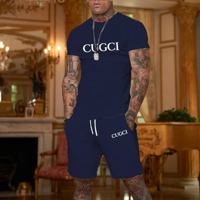 2024 summer novelty men's sportswear, 2-piece suit, short-sleeved t-shirt and shorts, quick drying
