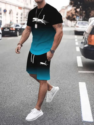 3D Yourself Printed T Shirt+Shorts 2PCS Outfits Summer Men's Casual Sport Suit Fashion Beach Short Sleeve T-shirt Set