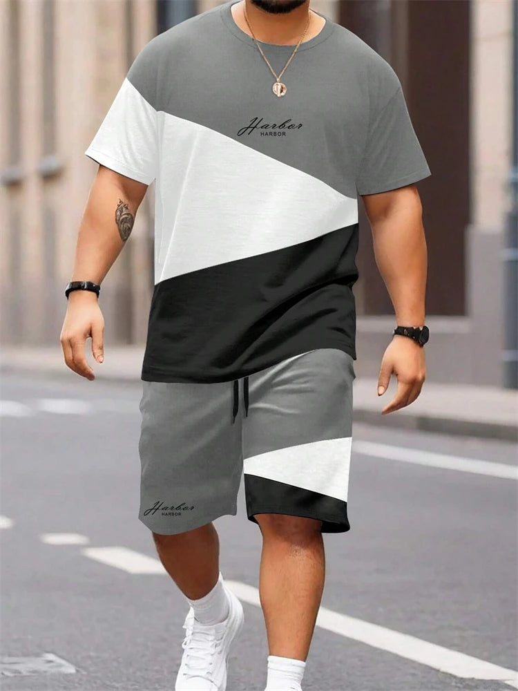 2024 New Men's Casual Short-Sleeved Shorts 2-Piece Urban Street Fashion T-Shirt Shorts Suit Men's Seagull Logo Printed Tracksuit