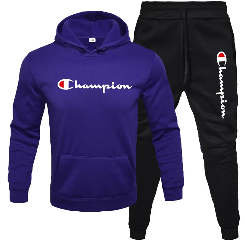 2 Pieces Sets Tracksuit Hooded Men Skull Brand Autumn Winter Sweatshirt +drawstring Pants Male Sport Hoodies Running Sportswear