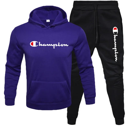 2 Pieces Sets Tracksuit Hooded Men Skull Brand Autumn Winter Sweatshirt +drawstring Pants Male Sport Hoodies Running Sportswear