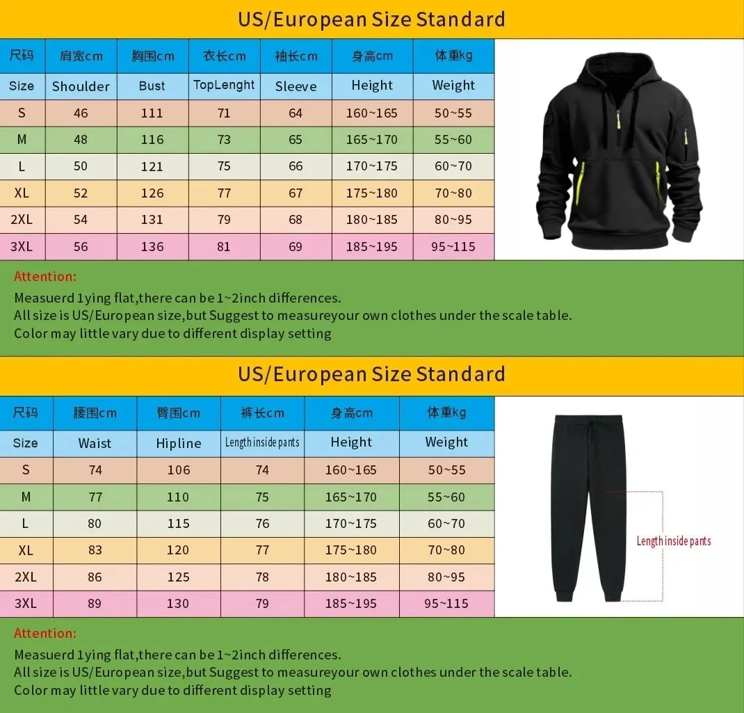 Fashion Print Tracksuit for Men Zipper Hooded Sweatshirt and Sweatpants Two Pieces Suits Male Casual Fitness Jogging Sports Sets
