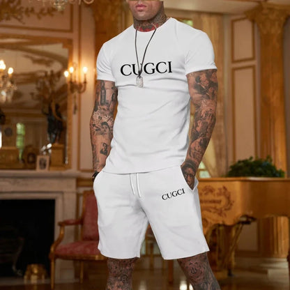 2024 summer novelty men's sportswear, 2-piece suit, short-sleeved t-shirt and shorts, quick drying