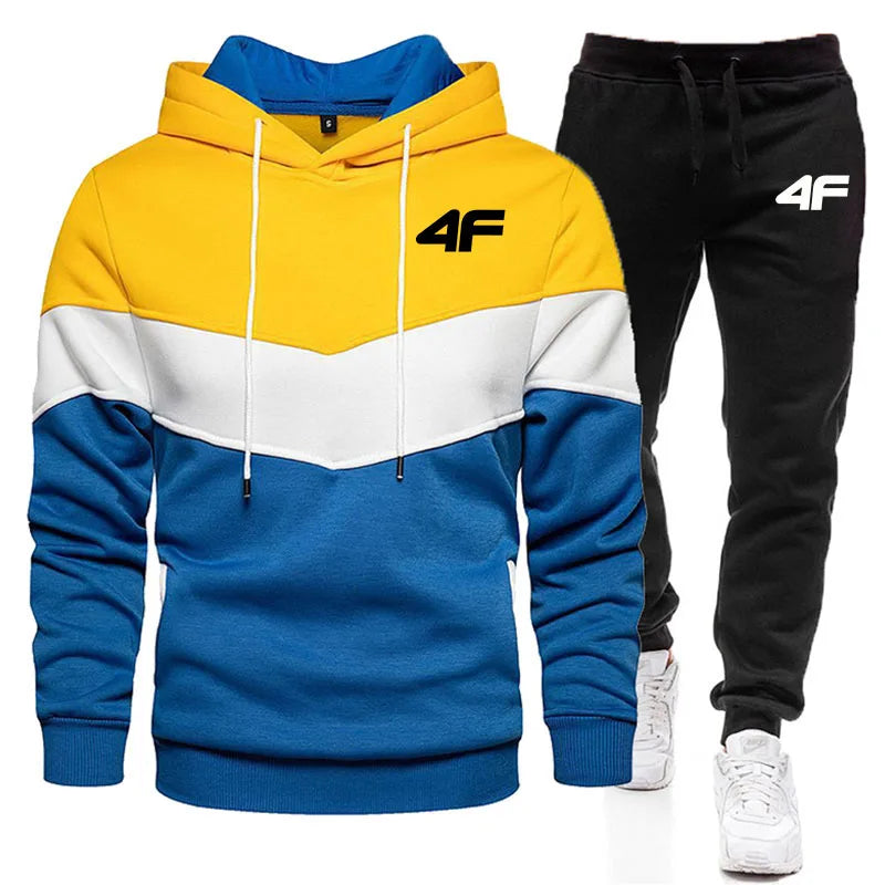 Fall Winter Fleece Thick Warm Men's Tracksuit Hoodies + Pants 2Pcs Sets Suit Sportswear Trend Fashion Hip Hop Men Clothing
