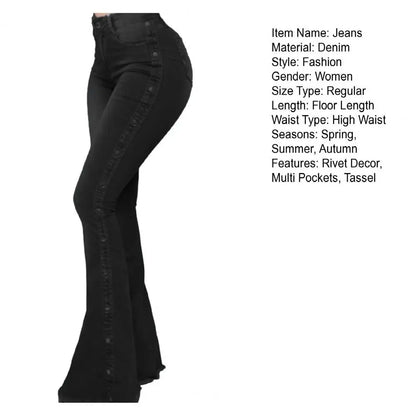 Stylish Flare Jeans  Control Tummy Skin-Touch Skinny Flare Jeans  Women Wide Leg Flare Denim Trousers