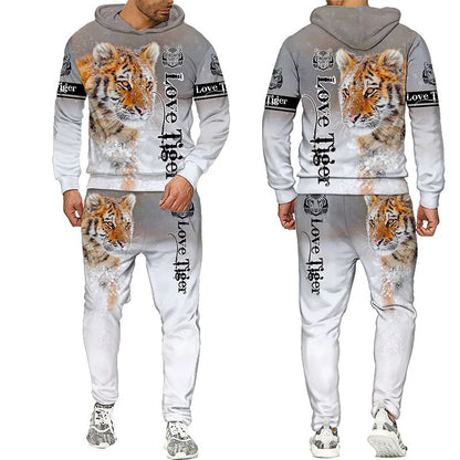 New Animal 3D Tiger Printed Hoodie + Pants Suit Cool Men/Women 2 Pcs Sportwear Tracksuit Set Autumn And Winter Men's Clothing