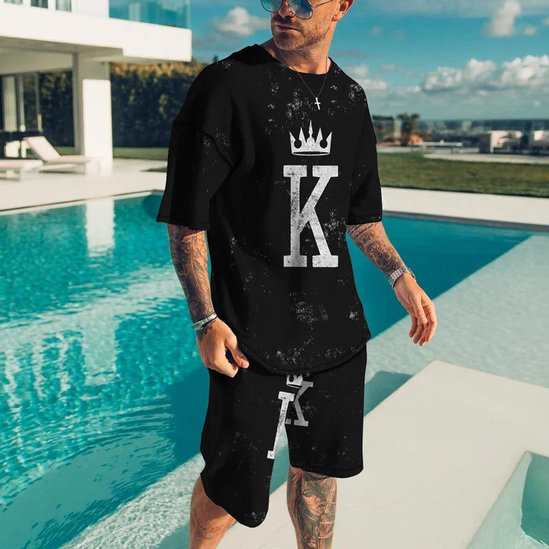 New Summer Men's Tracksuit Believe in Yourself T-shirt Shorts Set Sport Outfit Jogging Suit Oversized Clothes Outdoor Streetwear