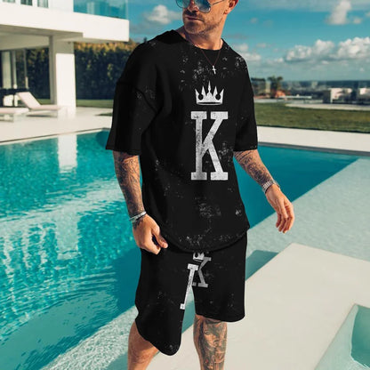 New Summer Men's Tracksuit Believe in Yourself T-shirt Shorts Set Sport Outfit Jogging Suit Oversized Clothes Outdoor Streetwear